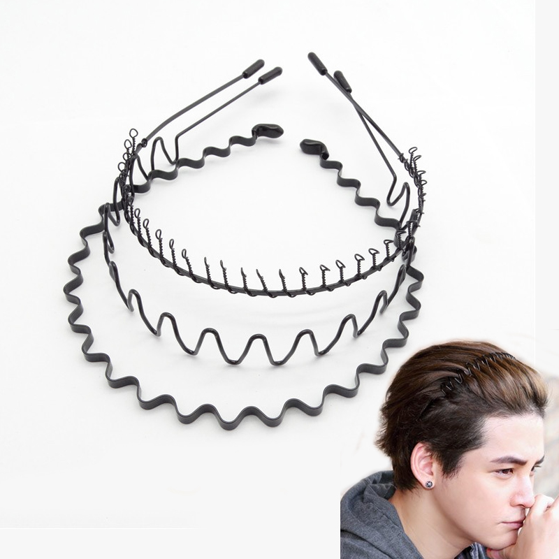 Men'S Grooming Tape - ファッションブラックメタル振っスポーツヘアバンド固体男性女性ユニセックスヘアバンド大人カジュアルヘアスタイリングツールアクセサリー