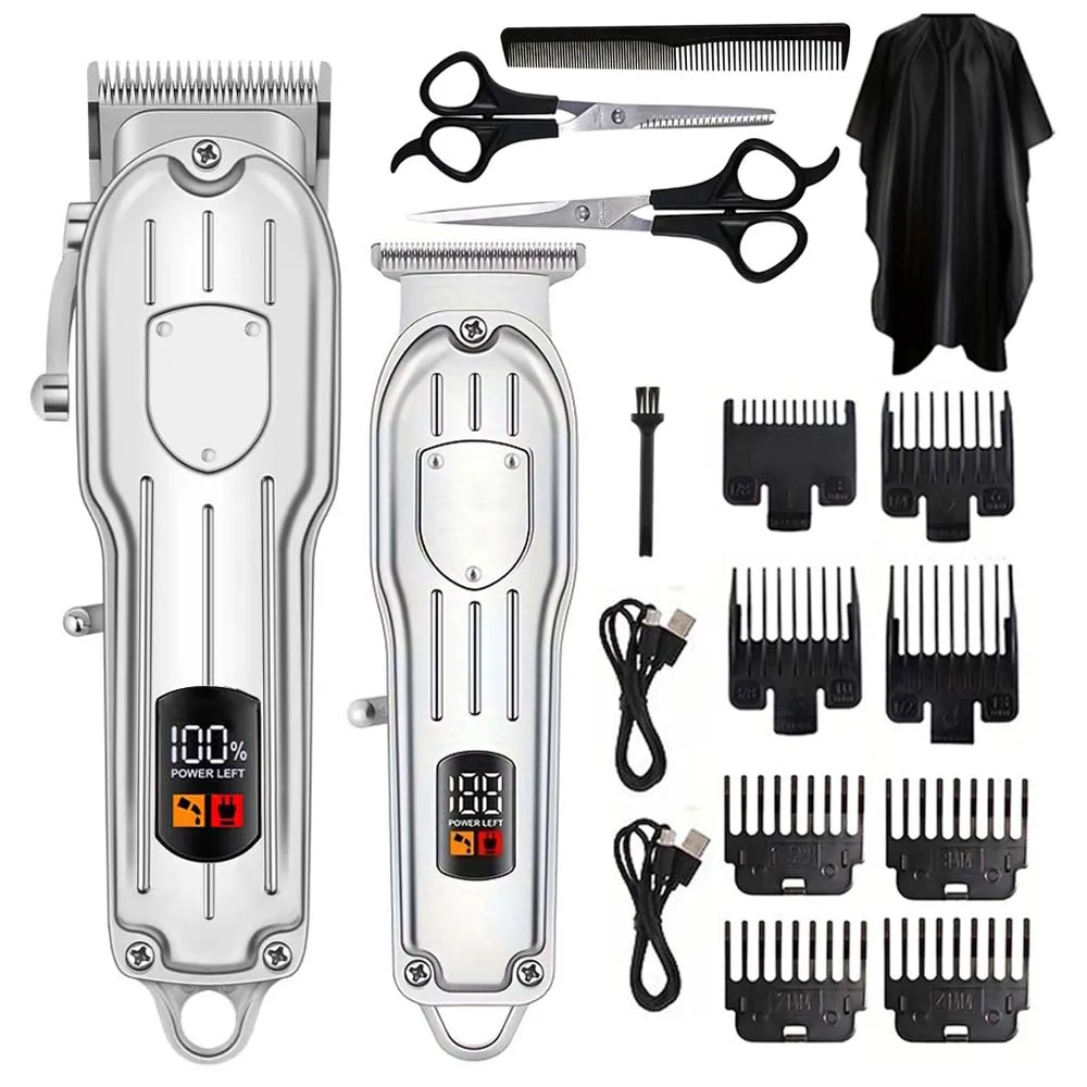 Men'S Grooming Essentials - 電動バリカン デジタルディスプレイ 多機能 家庭用ヘアトリマー プロ仕様 散髪グルーミングキット