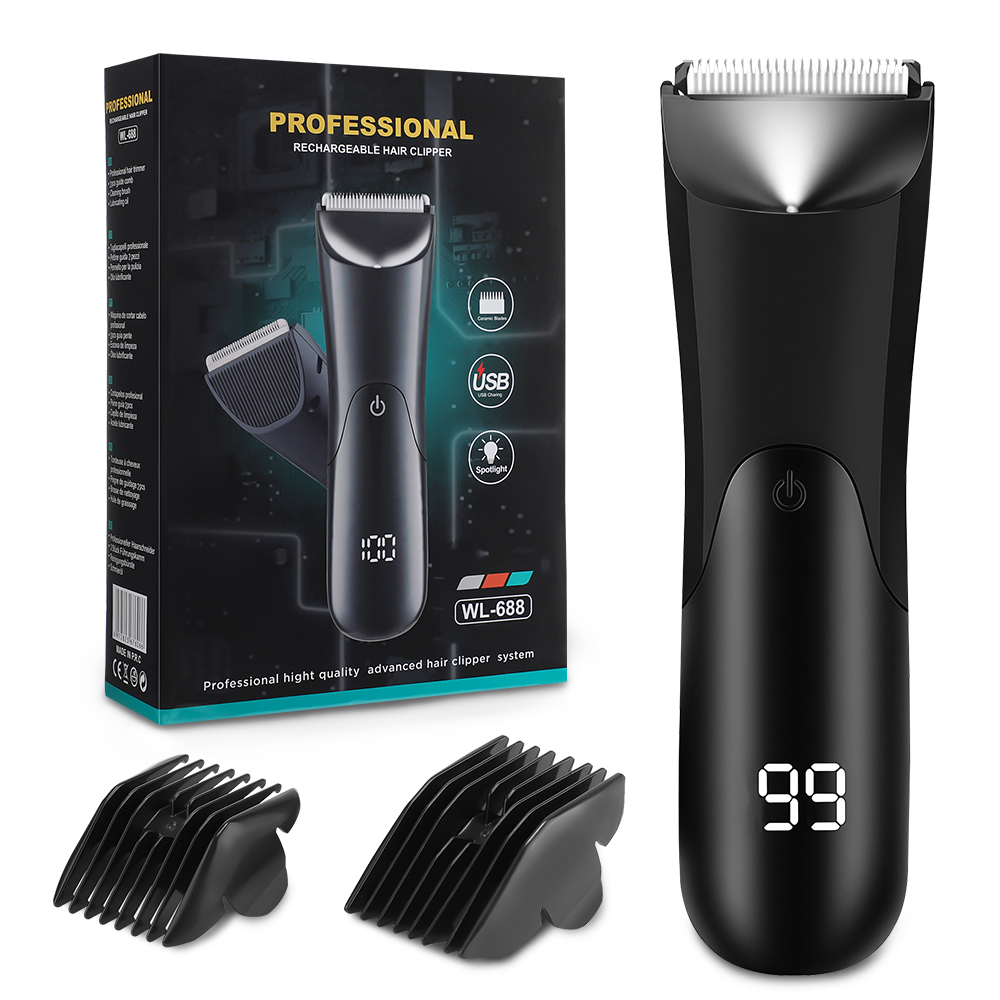 Men'S Grooming Blade - 男性用ひげ剃り機 電動陰部・体毛トリマー LEDライト付き 脇・脚の毛剃り 充電式グルーミングキット