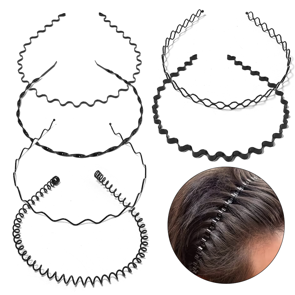 6 個ファッションメタルヘアバンド黒波状ヘアバンド男性女性ユ - Men'S Grooming Tape のレビューと価格